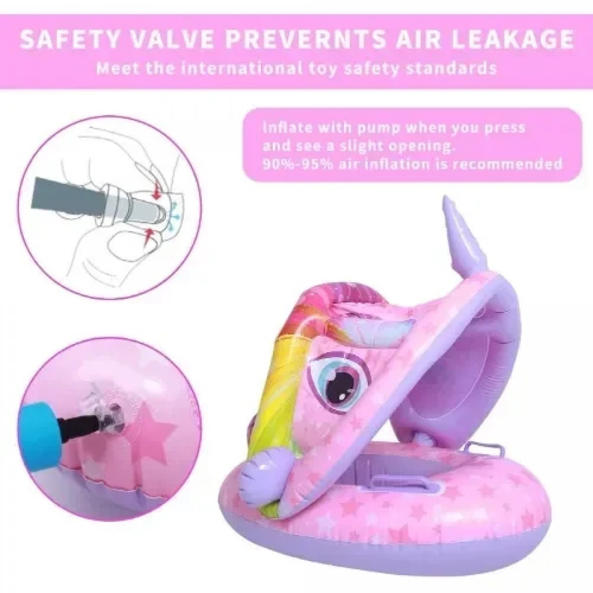 Σωσίβιο Swimtrainer με Μήκος 70εκ. και Σκίαστρο Μωβ Unicorn