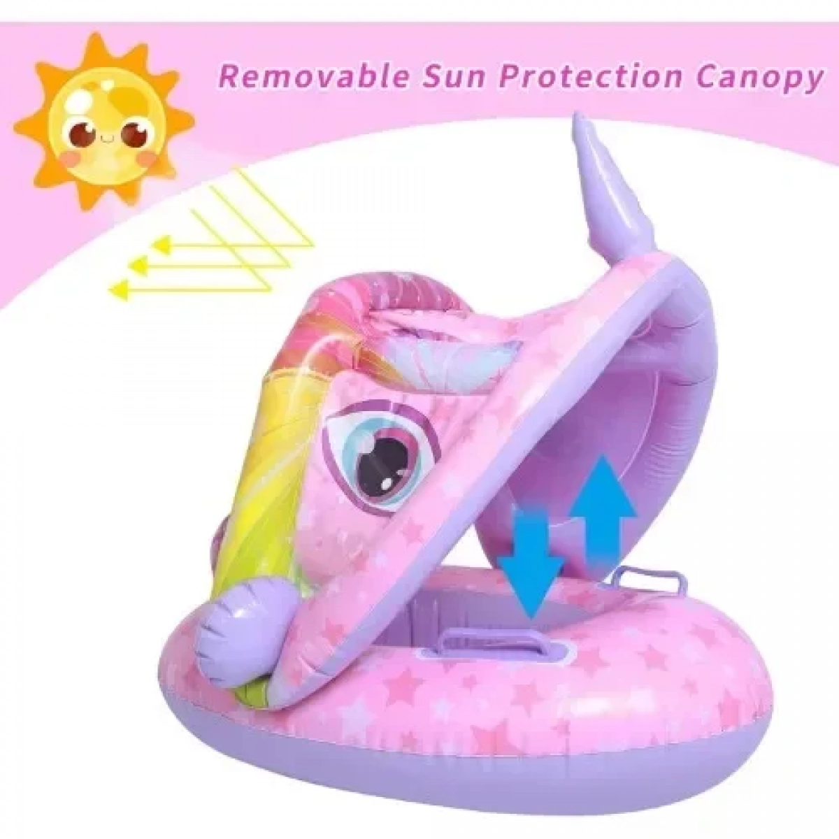 Σωσίβιο Swimtrainer με Μήκος 70εκ. και Σκίαστρο Μωβ Unicorn