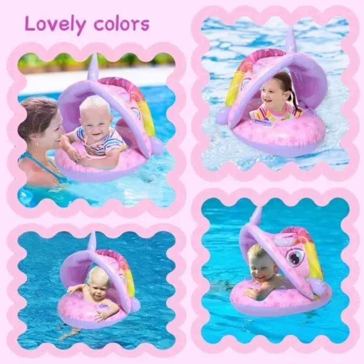 Σωσίβιο Swimtrainer με Μήκος 70εκ. και Σκίαστρο Μωβ Unicorn
