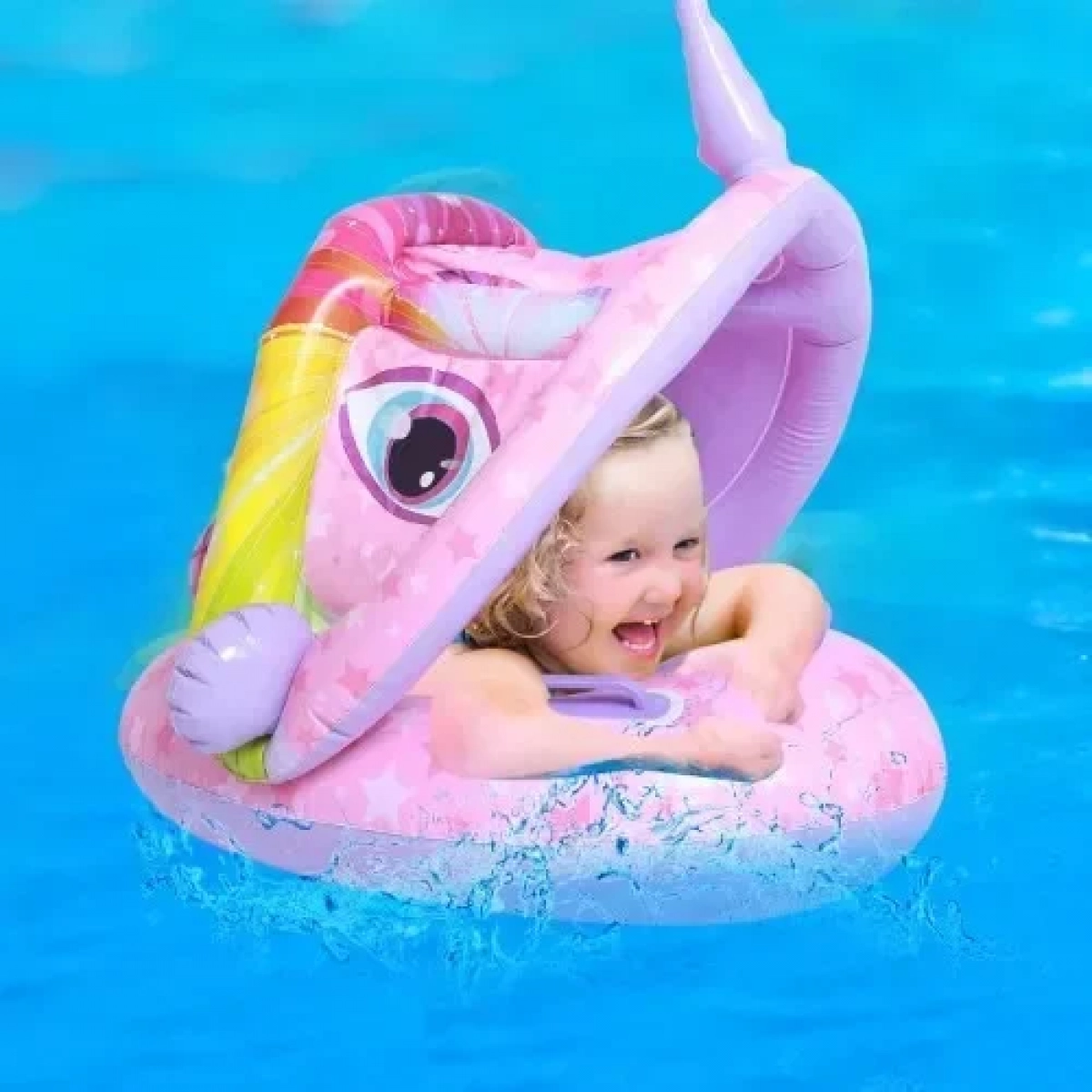 Σωσίβιο Swimtrainer με Μήκος 70εκ. και Σκίαστρο Μωβ Unicorn