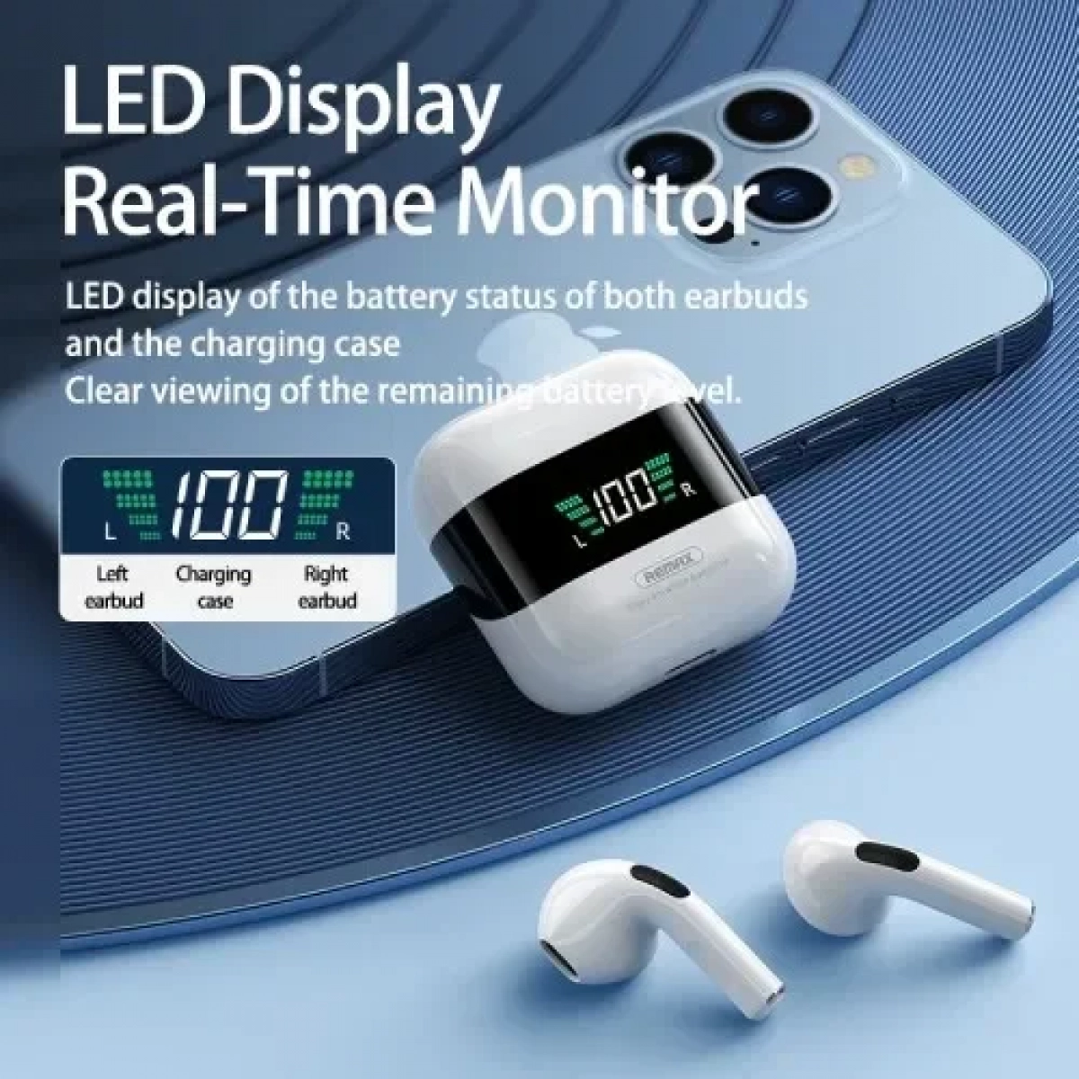 Remax TWS-10 Plus Earbud Bluetooth Handsfree Ακουστικά με Θήκη Φόρτισης Λευκά
