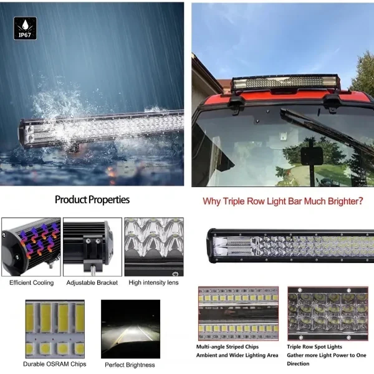 Αδιάβροχη μπάρα φωτισμού LED 396W 12v-24v ΟΕΜ