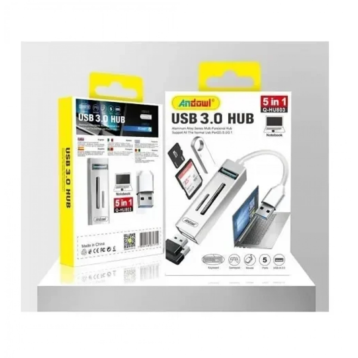 Andowl Q-HU803 USB 3.0 Hub 3 Θυρών με σύνδεση USB-A Ασημί - Image 2