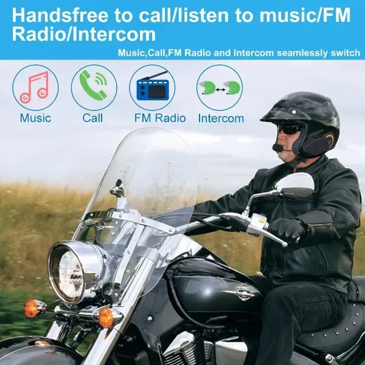 Ασύρματη ενδοεπικοινωνία για κράνος με bluetooth headset BT Interphone FM Radio Bluetooth 4.1 Up 1000m Freedconn T-MAX