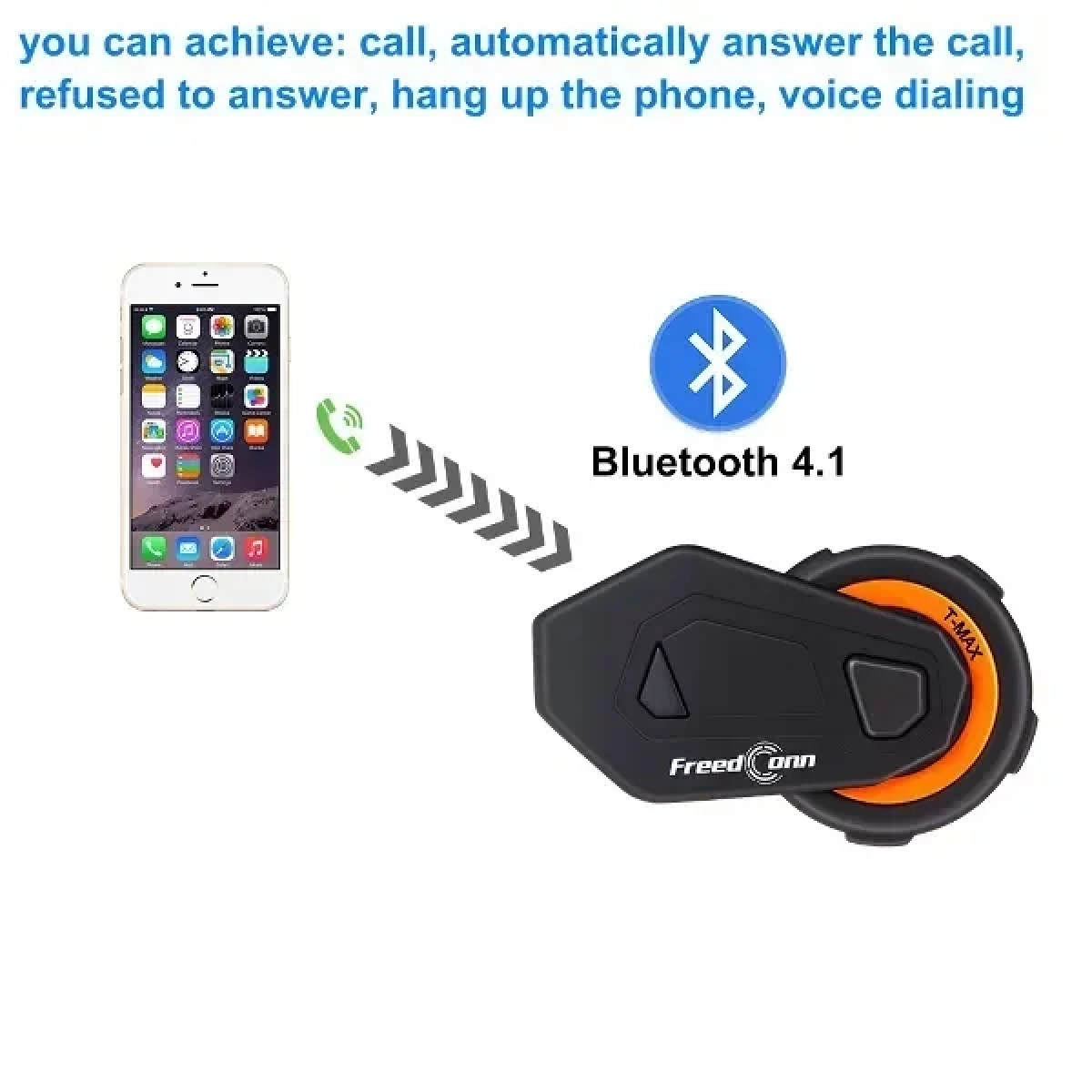 Ασύρματη ενδοεπικοινωνία για κράνος με bluetooth headset BT Interphone FM Radio Bluetooth 4.1 Up 1000m Freedconn T-MAX