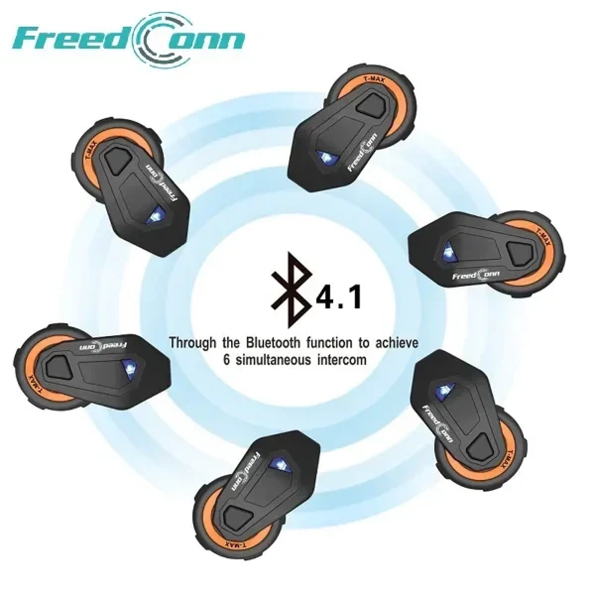 Ασύρματη ενδοεπικοινωνία για κράνος με bluetooth headset BT Interphone FM Radio Bluetooth 4.1 Up 1000m Freedconn T-MAX