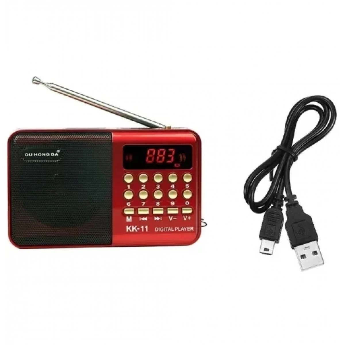 Επαναφορτιζόμενο ραδιόφωνο με USB BJL-62 κόκκινο - Image 4