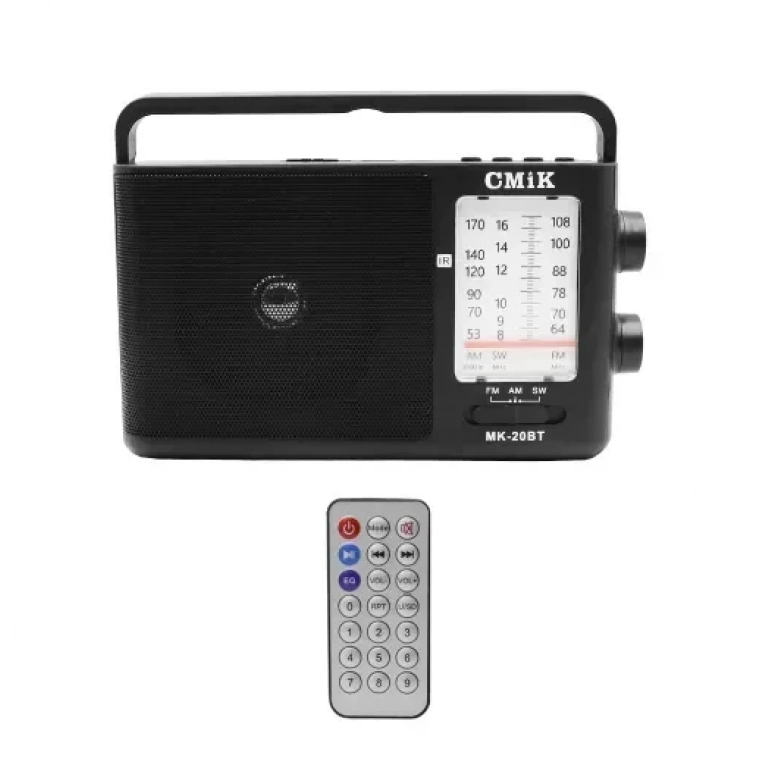 Επιτραπέζιο ραδιόφωνο μπαταρίας με Bluetooth και USB με τηλεχειριστήριο MK-20BT μαύρο