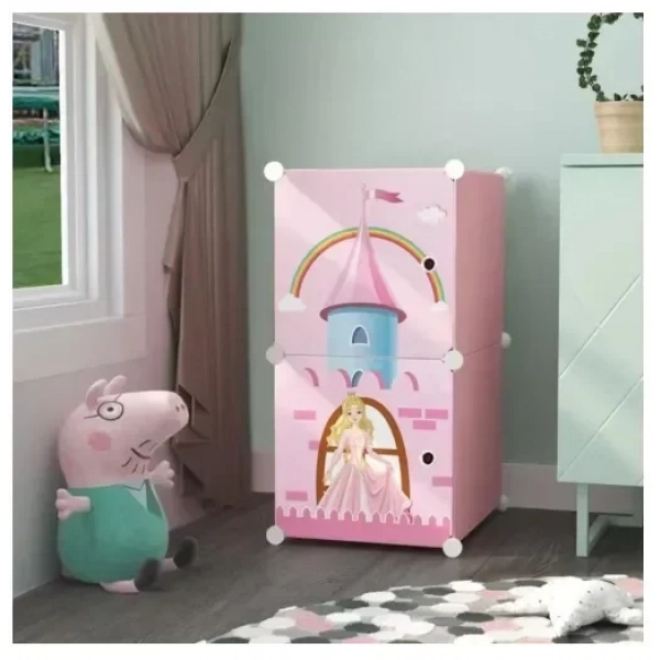 Φορητοί κύβοι 2 επιπέδων αποθήκευσης χώρου, σε ροζ χρώμα