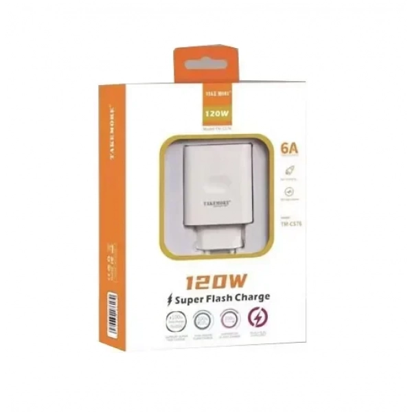 Φορτιστής Χωρίς Καλώδιο 120W Super Flash Charge Λευκός TakeMore TM-CS76 6A