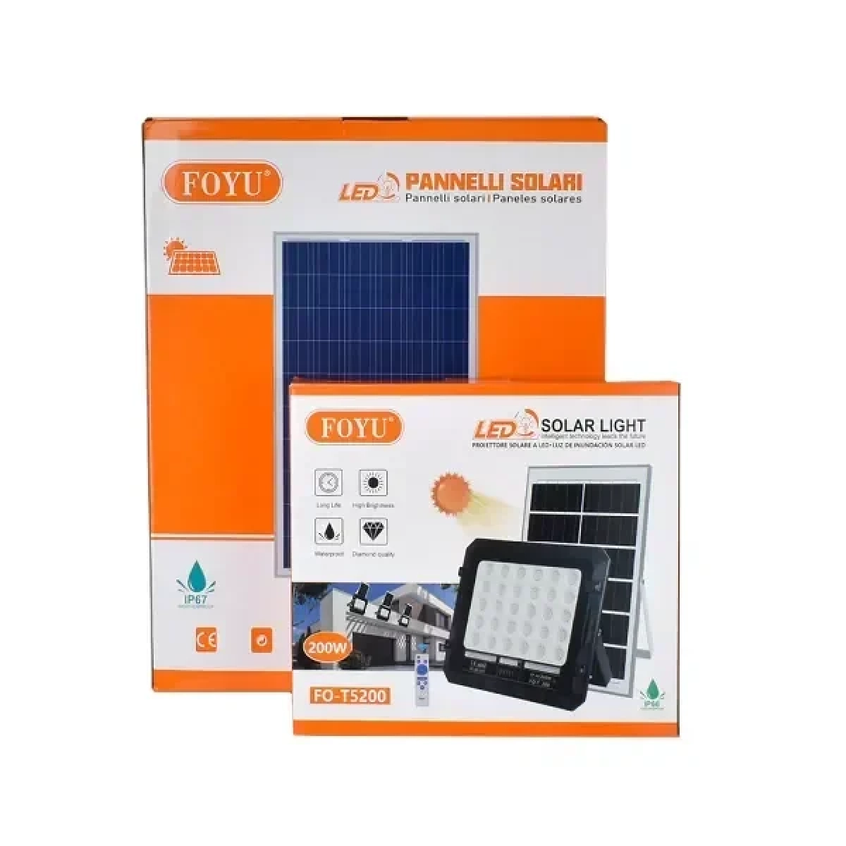 Ηλιακός Προβολέας 240LED 200W IP66 Foyu FO-T5200 – Μαύρο - Image 4