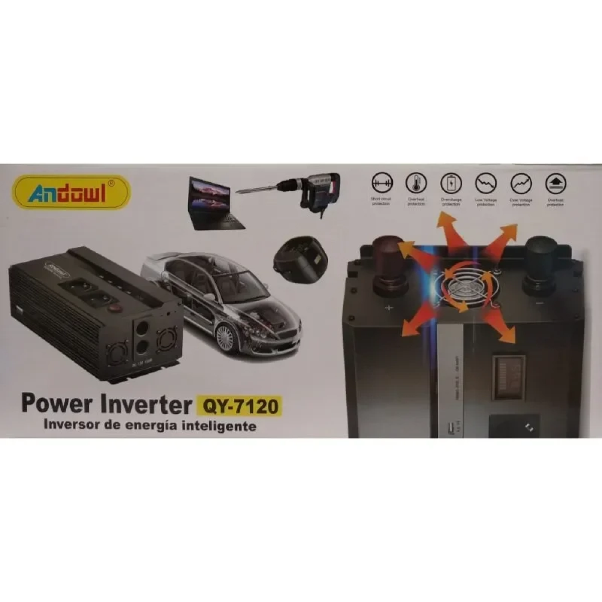 Inverter Τροποποιημένου Ημιτόνου 2000W για 12V DC Andowl QY-7120