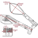 Καθρέπτες μοτοσυκλέτας αλουμινίου Rear Mirror W11586-3