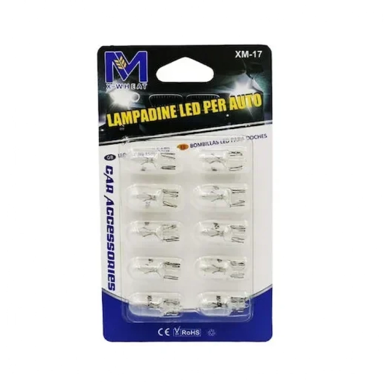 Λάμπες LED T10 αυτοκινήτου σετ 10 τεμάχια 5W 12V λευκό