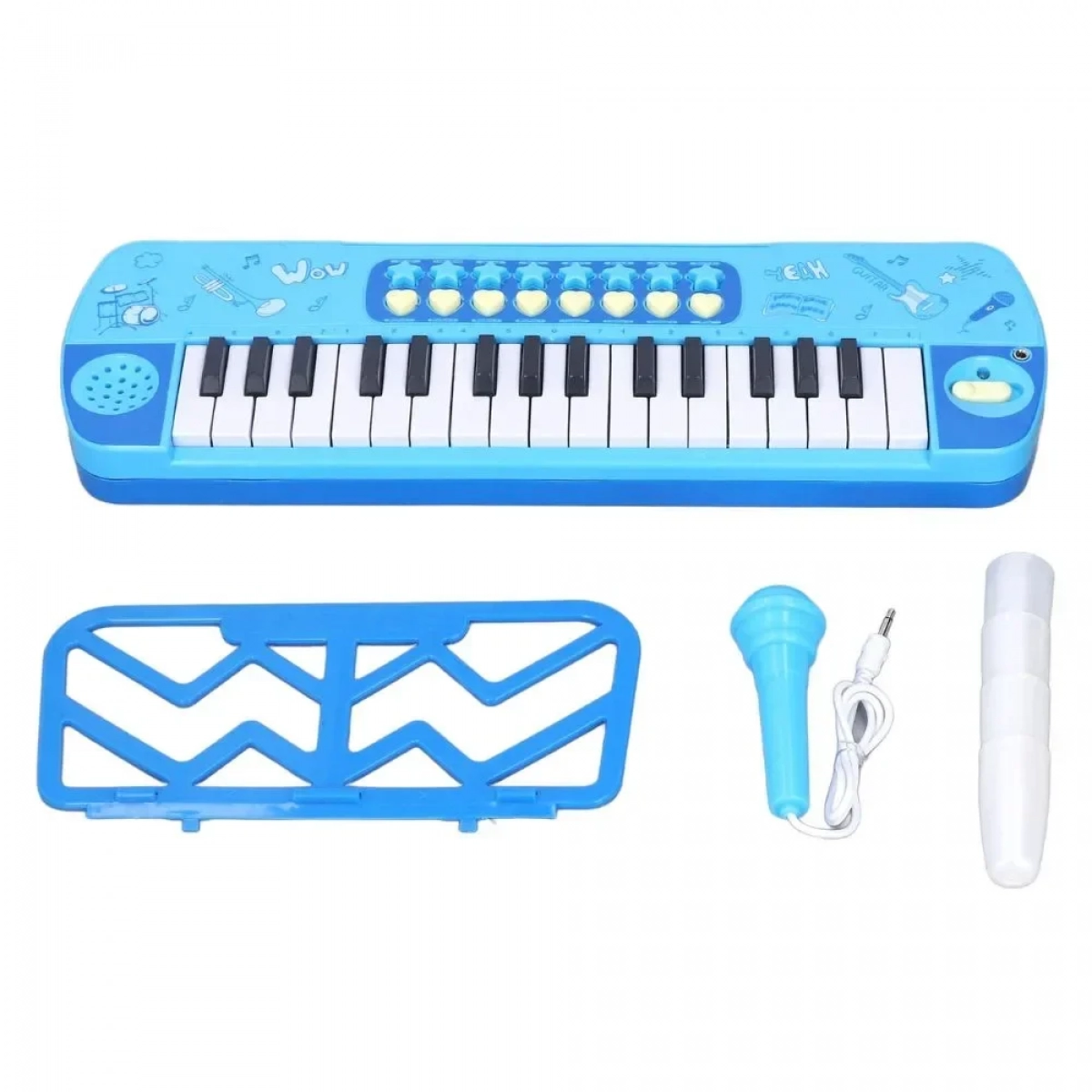 Παιδικό μουσικό όργανο πιάνο με μικρόφωνο, σε χρώμα μπλε - Photo3