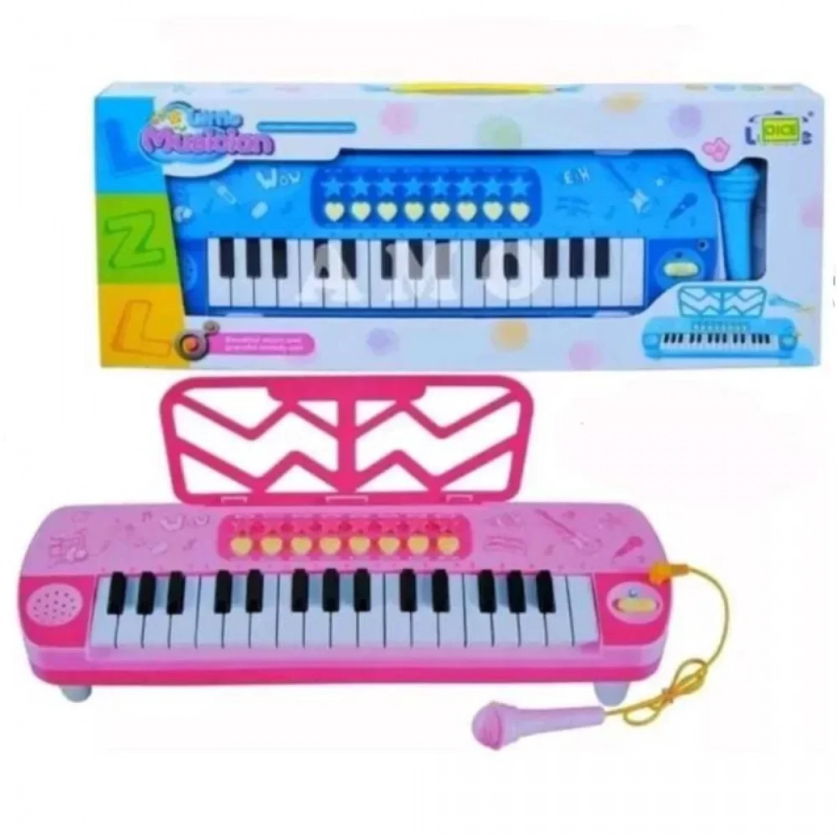 Παιδικό μουσικό όργανο πιάνο με μικρόφωνο, σε χρώμα μπλε - Photo5