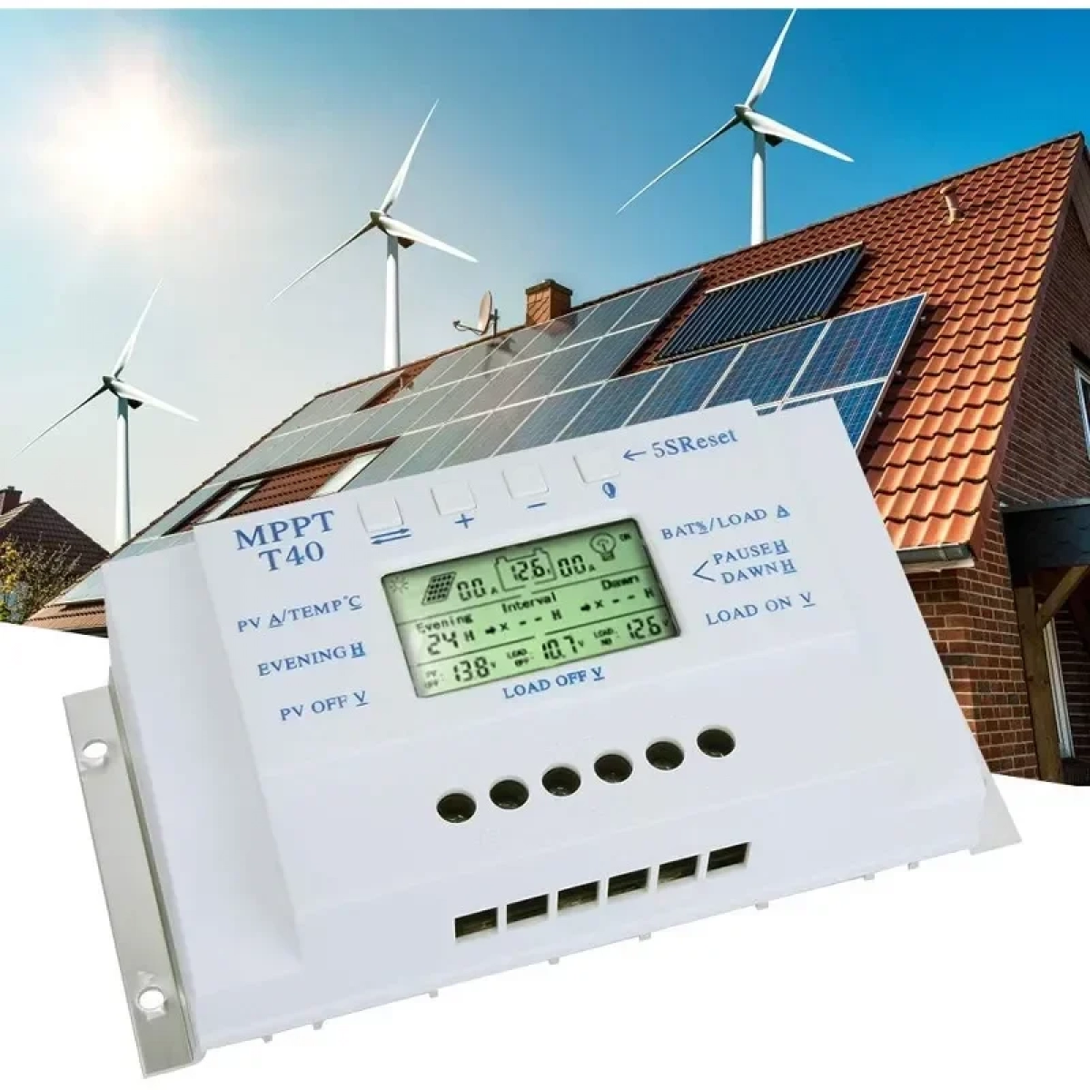 Ρυθμιστής Φόρτισης PWM-MPPT LCD T40 40Ah 12V/24V