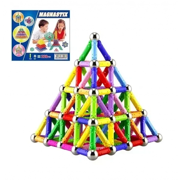 Σετ 228pcs Μαγνητικοί Ράβδοι Μπάρες & Μπίλιες Κατασκευών - Παιδικό Παιχνίδι Magnetic Wand Game Magnastix