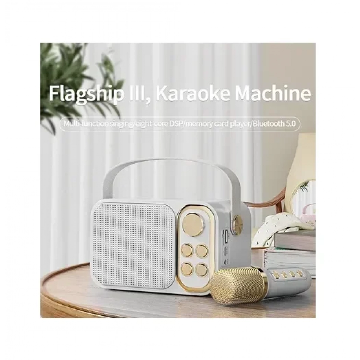 Σύστημα καραόκε με ασύρματο μικρόφωνο Bluetooth WY-YS104 λευκό - Image 4