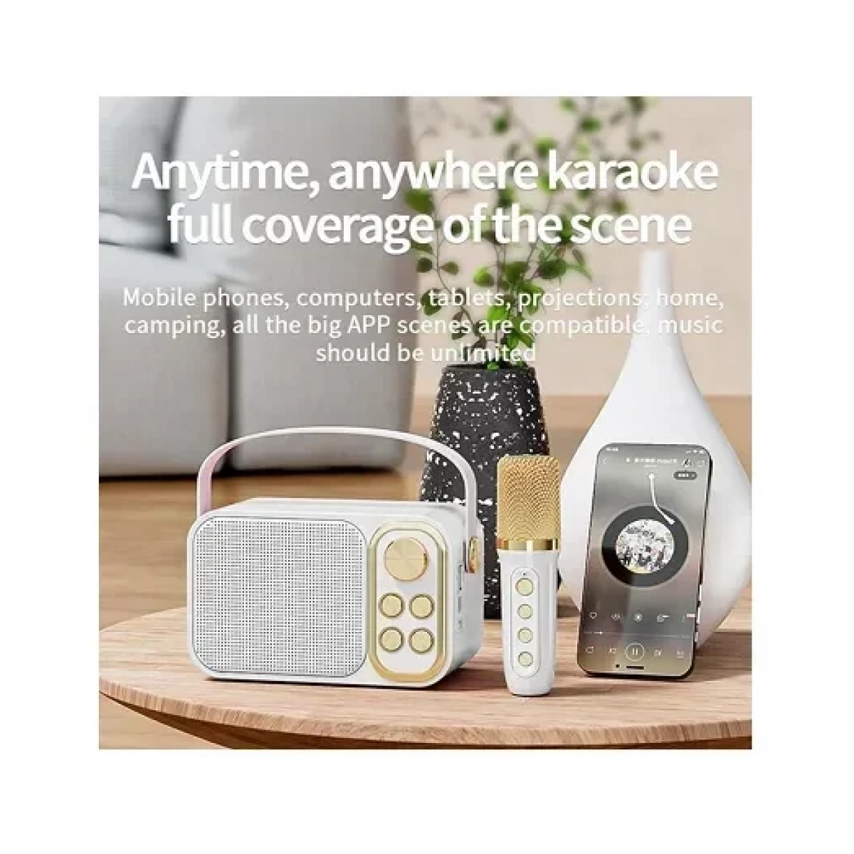 Σύστημα καραόκε με ασύρματο μικρόφωνο Bluetooth WY-YS104 λευκό - Image 5