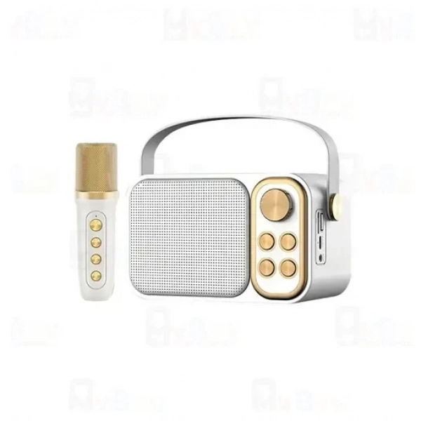 Σύστημα καραόκε με ασύρματο μικρόφωνο Bluetooth WY-YS104 λευκό