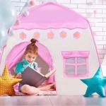 Παιδική Σκηνή Pop-Up Σπιτάκι με Κουρτίνες και Παράθυρα για 3+ Eτών Ροζ