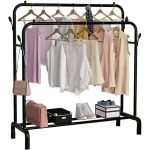 Διπλή Κρεμάστρα Δαπέδου και Παπουτσοθήκη Με Μεταλλική Μαύρο 145x110x55cm