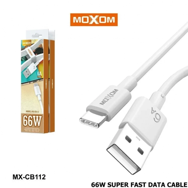 Καλώδιο Ταχείας φόρτισης Type C σε Type C Moxom MX-CB112 Λευκό