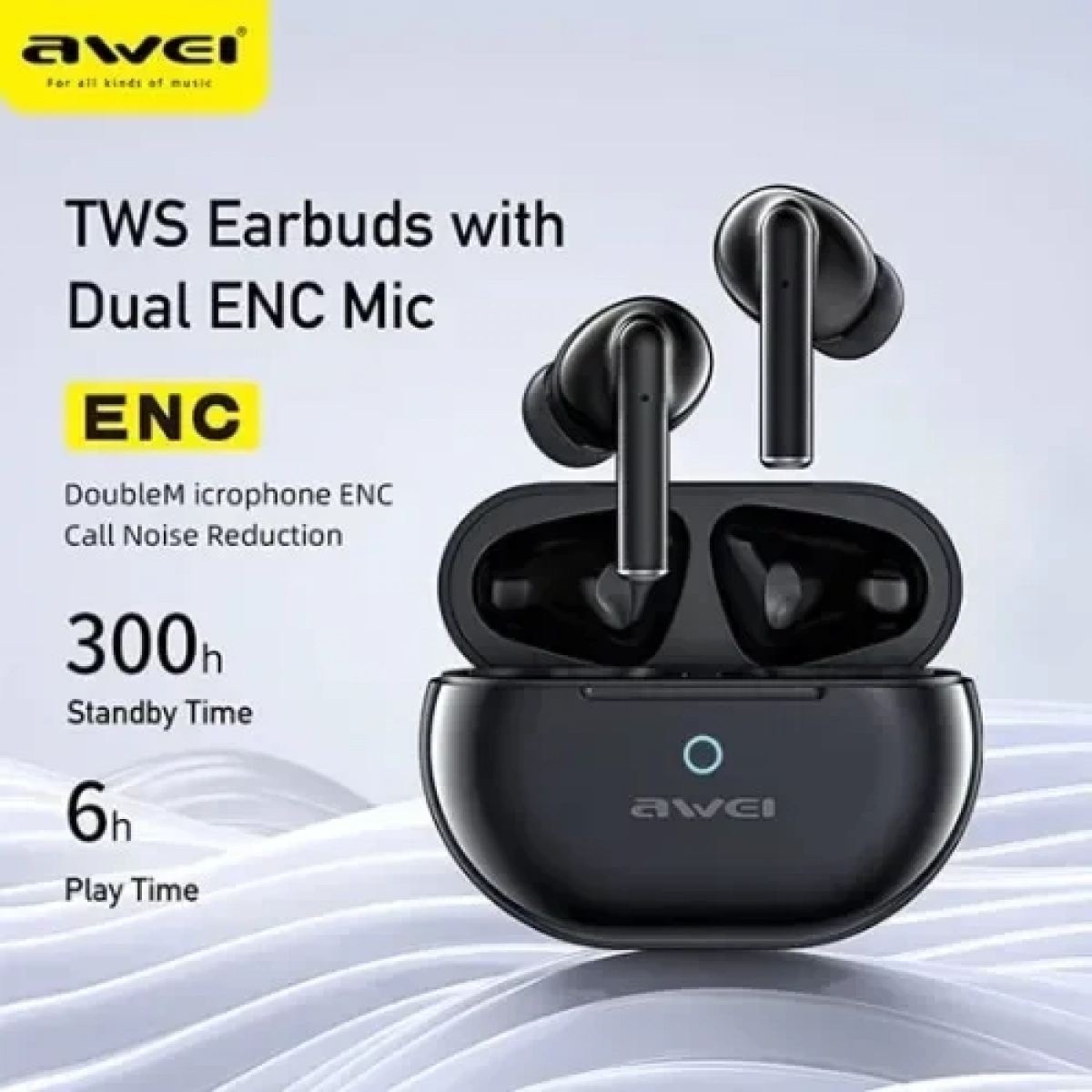 Awei T61 earbud bluetooth handsfree ακουστικά μαύρα