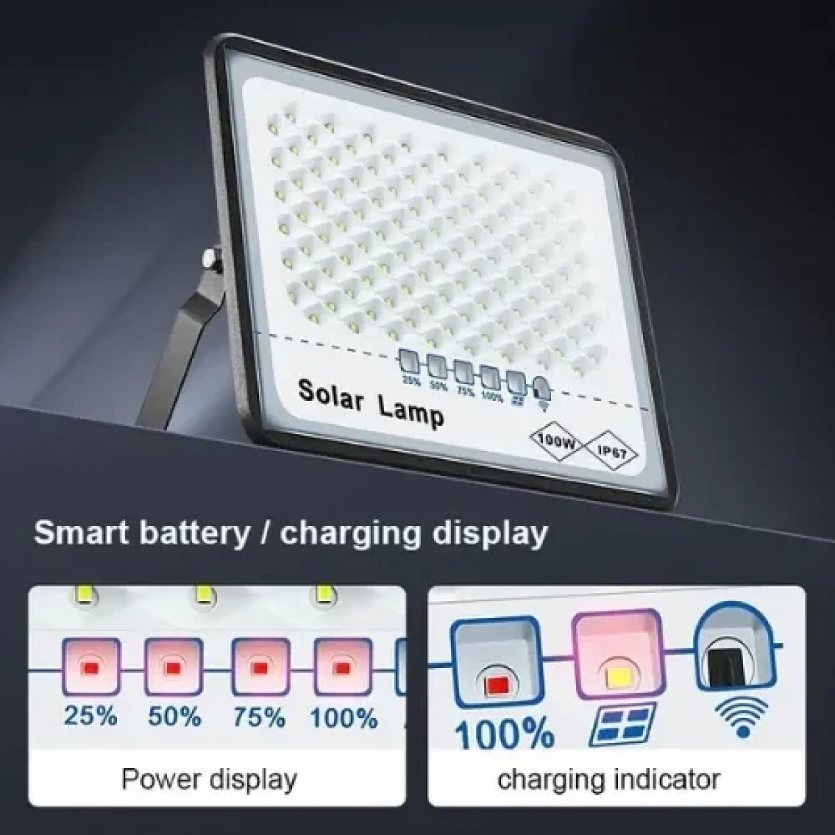 Ηλιακός προβολέας εξωτερικού χώρου 300W IP67 200 led με τηλεχειριστήριο