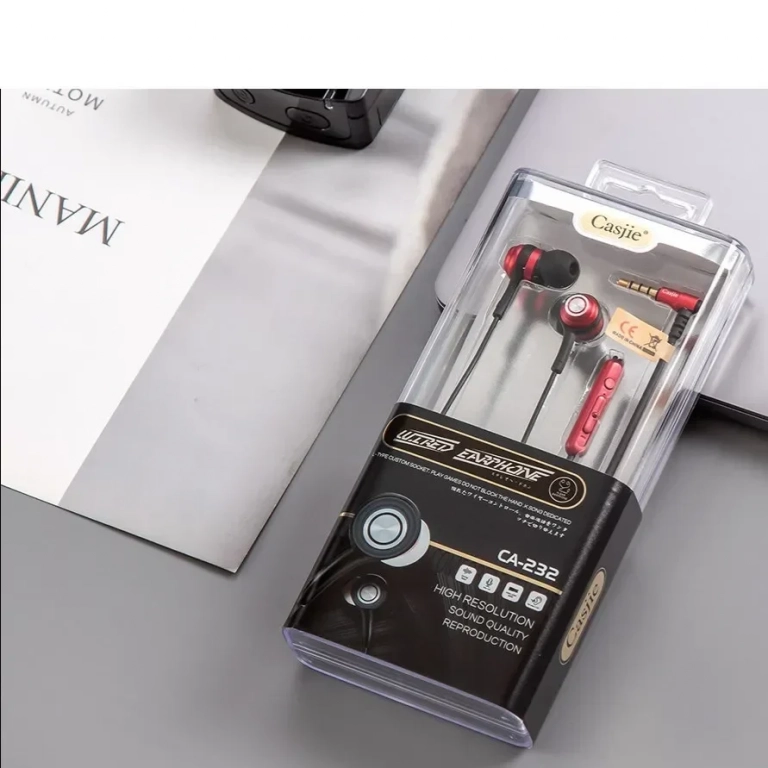 CASJIE – CA-232 Earbuds Handsfree με Βύσμα 3.5mm Κόκκινα