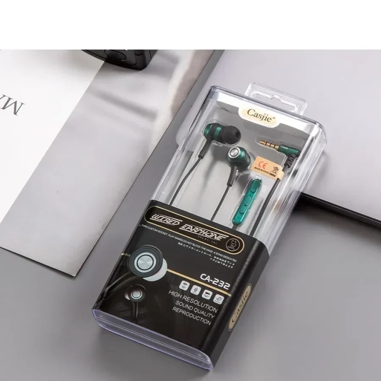 CASJIE – CA-232 Earbuds Handsfree με Βύσμα 3.5mm Πράσινα