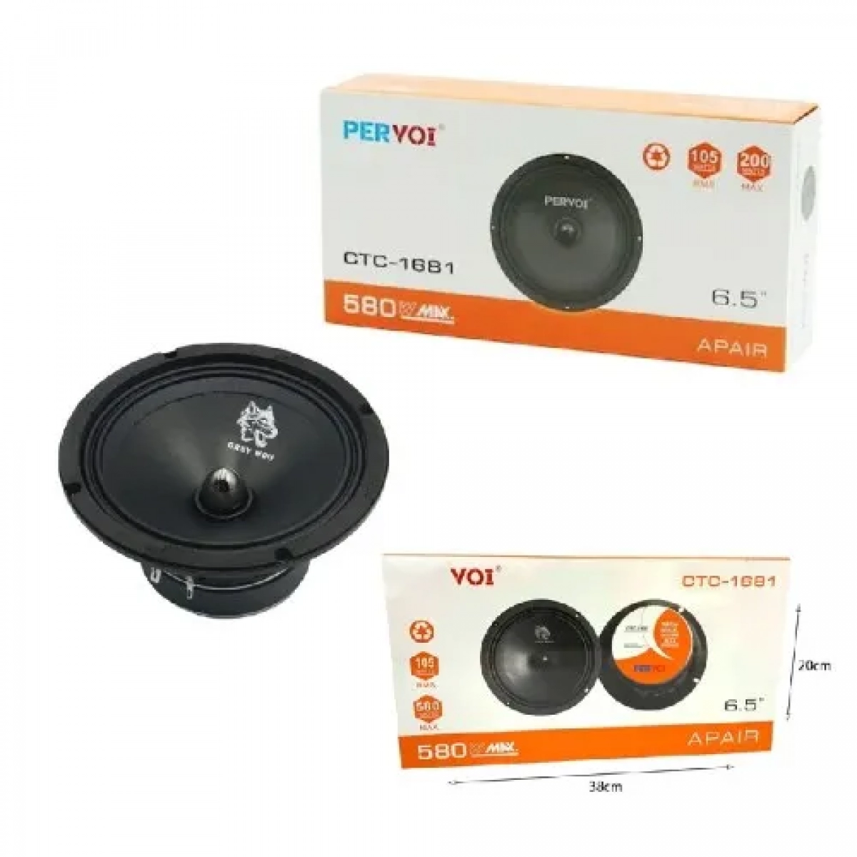 Σετ ηχεία αυτοκινήτου στρογγυλά 105W RMS Woofer 6.5″ CTC-1681