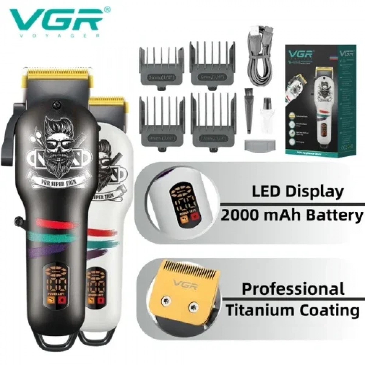 VGR V-699 Επαναφορτιζόμενη Κουρευτική Μηχανή Μαύρη