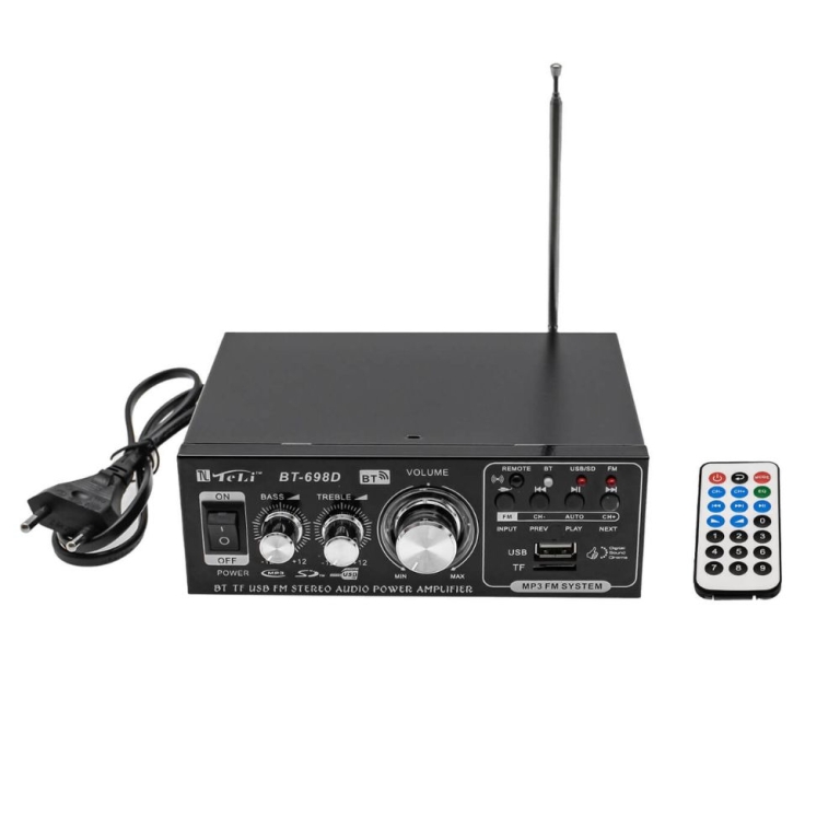 Ενισχυτής με λειτουργία bluetooth Hi-Fi stereo & τηλεχειριστήριο BT-698D μαύρο