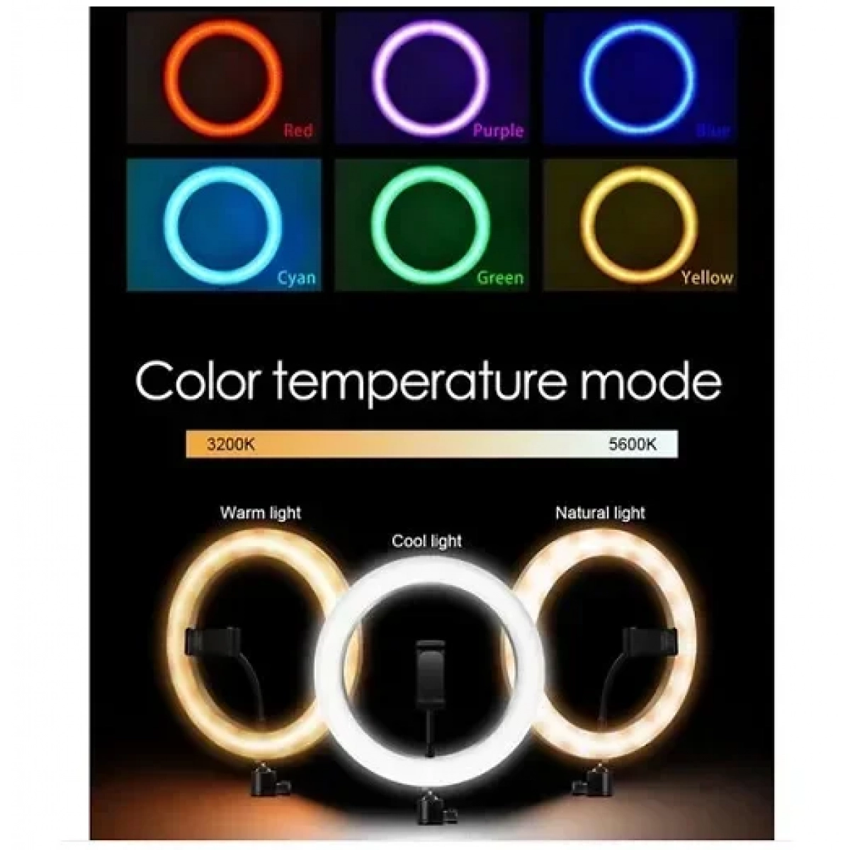 Επαγγελματικό LED φωτιστικό δαχτυλίδι 26cm Ring Light LJJ-26 - Image 2