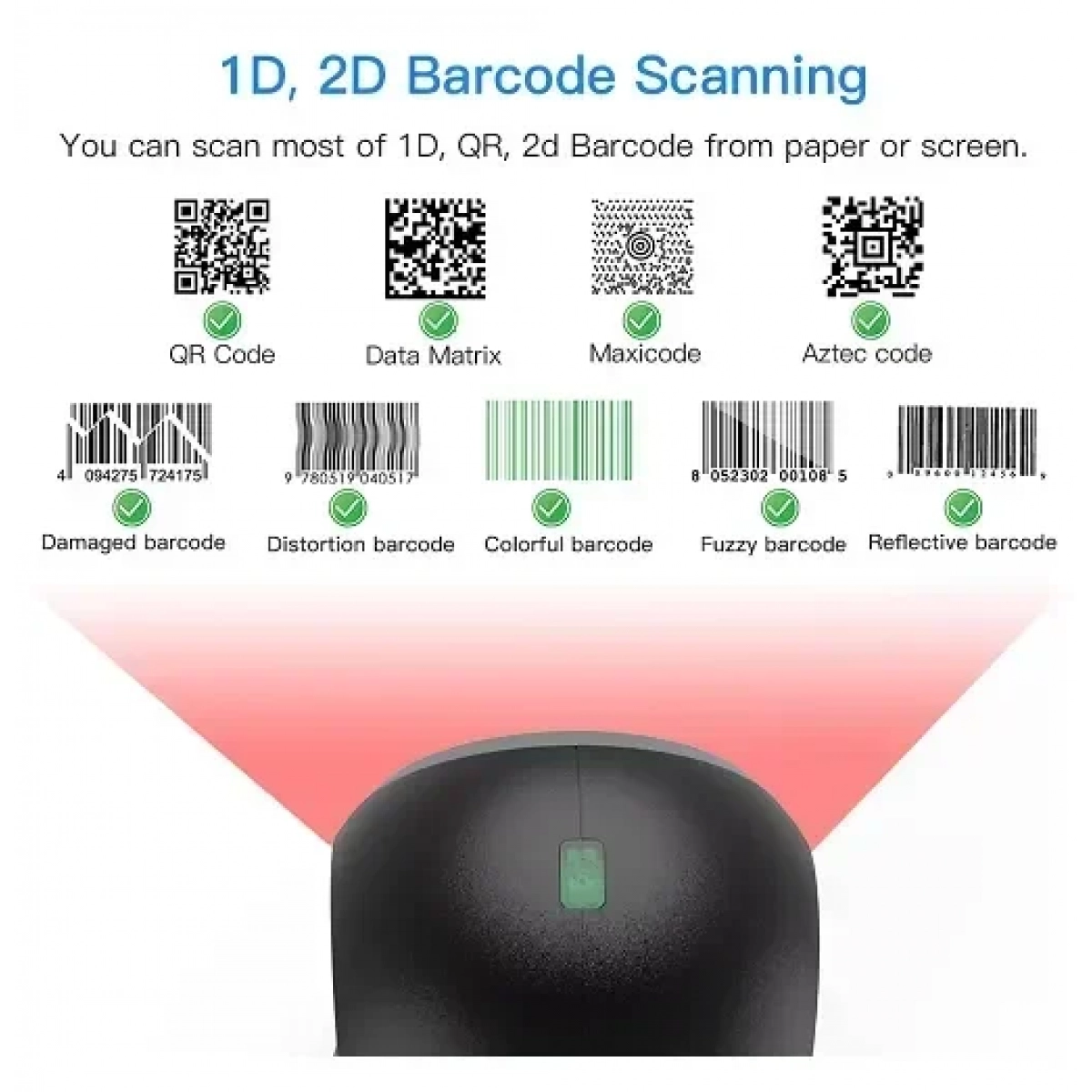 Επαγγελματικός Σαρωτής QR/Barcode Andowl Q-SM50 – Μαύρο - Image 5