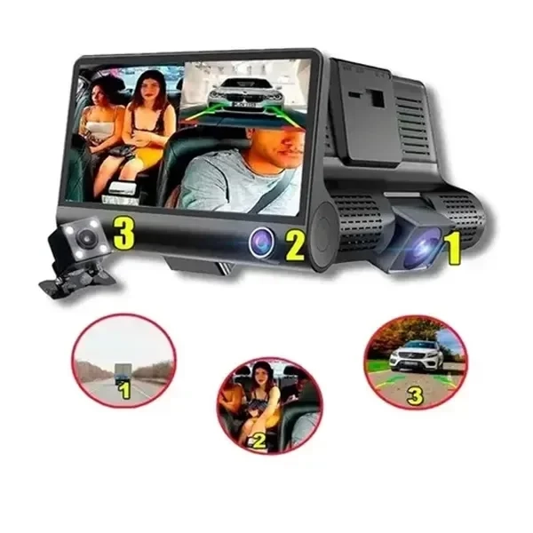Φορητή κάμερα αυτοκινήτου με 3 φακούς full hd jg-x001