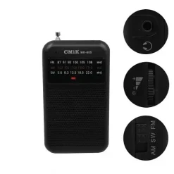 Φορητό ραδιόφωνο μπαταρίας με υποδοχή ακουστικών Cmik MK-605 μαύρο