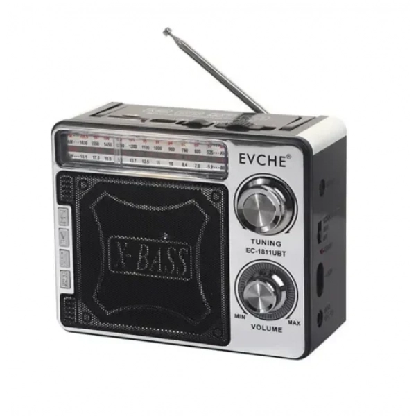 Φορητό ραδιόφωνο με Bluetooth, FM & LED φως EC-1811UBT μαύρο
