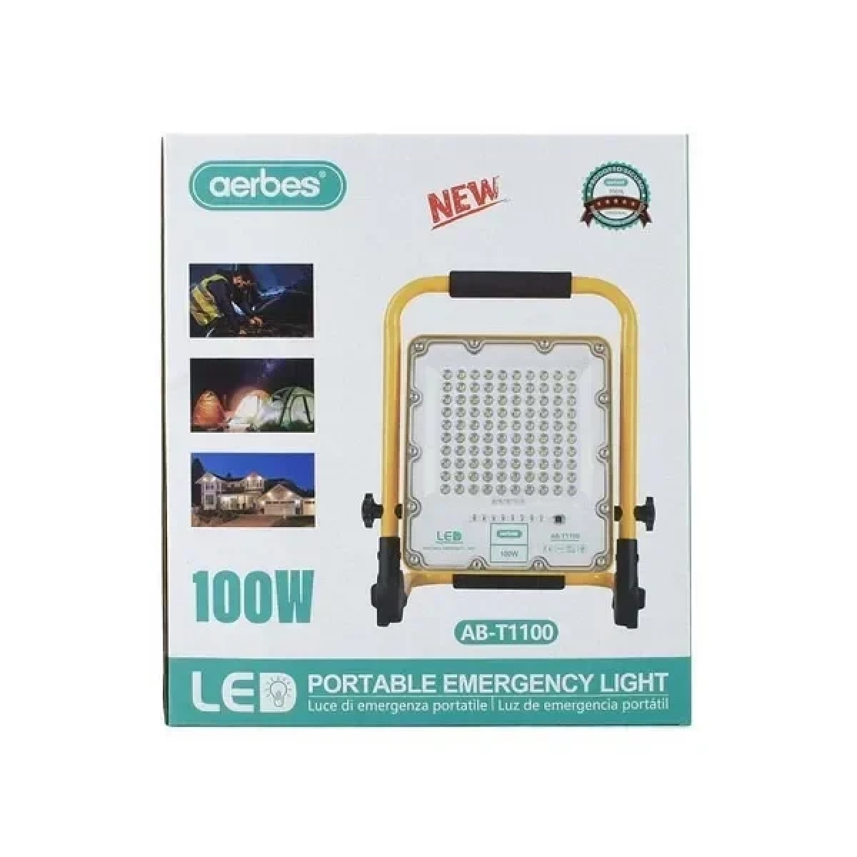 Φορητός Επαναφορτιζόμενος Προβολέας 100LED 100W IP66 aerbes AB-T1100