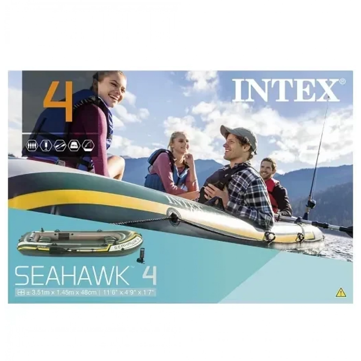 Φουσκωτή βάρκα Seahawk 4 ατόμων με κουπιά & τρόμπα 351 x 145cm Intex - Image 5