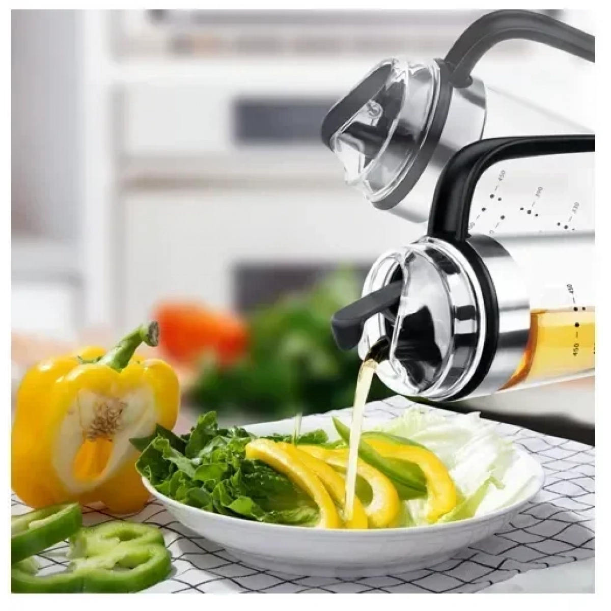 Γυάλινος διανομέας λαδιού με χερούλι 550ml YH-033 - Image 2