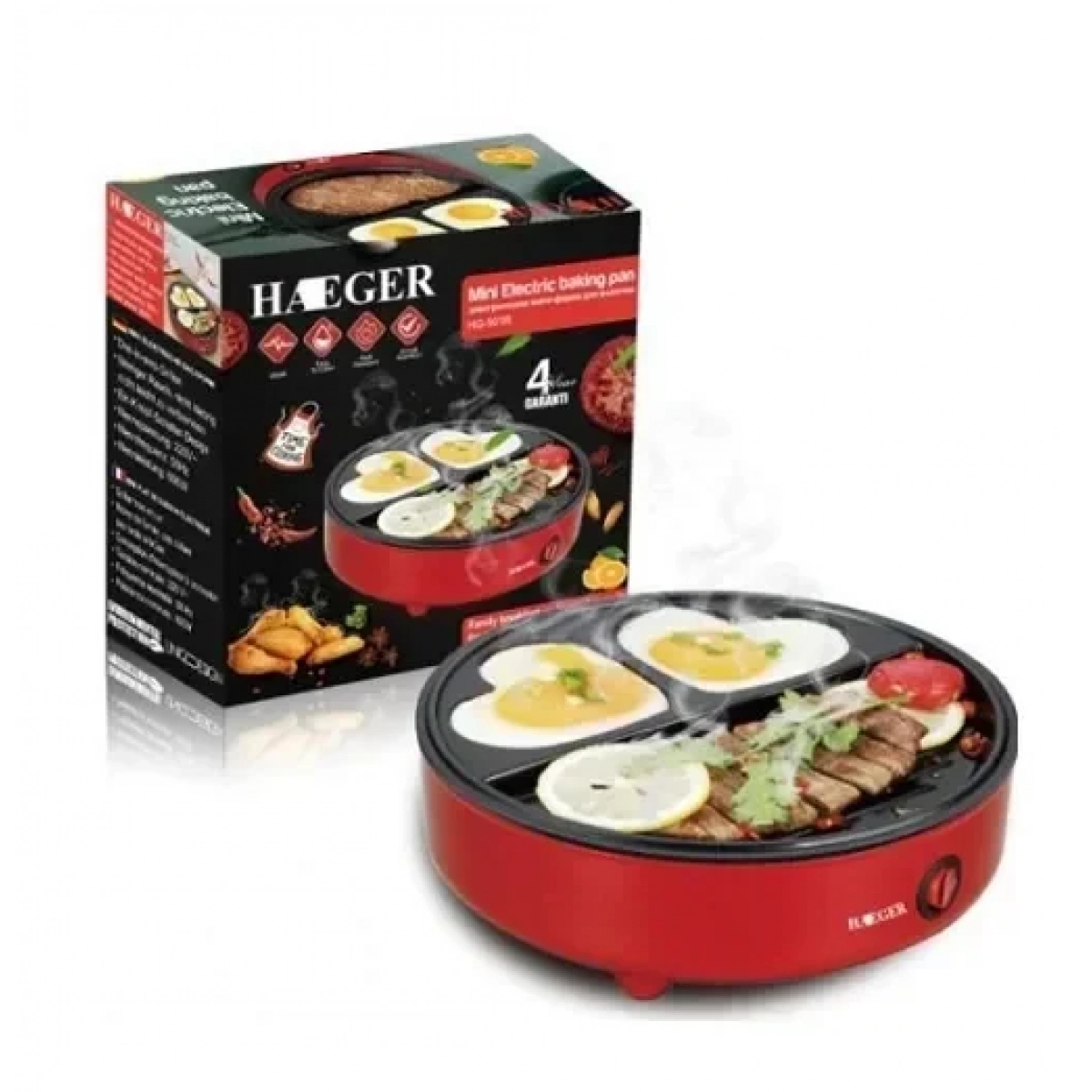 Haeger HG-501R Ηλεκτρική Ψησταριά 600W κόκκινη - Image 2