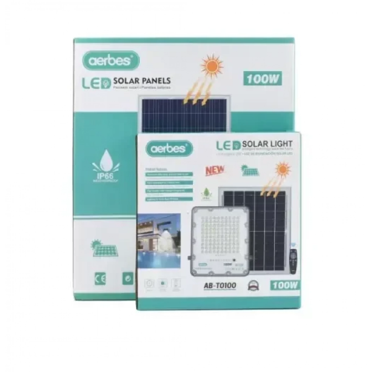 Ηλιακός προβολέας 100W LED με χρονοδιακόπτη και τηλεχειριστήριο Aerbes AB-T0100 - Image 5