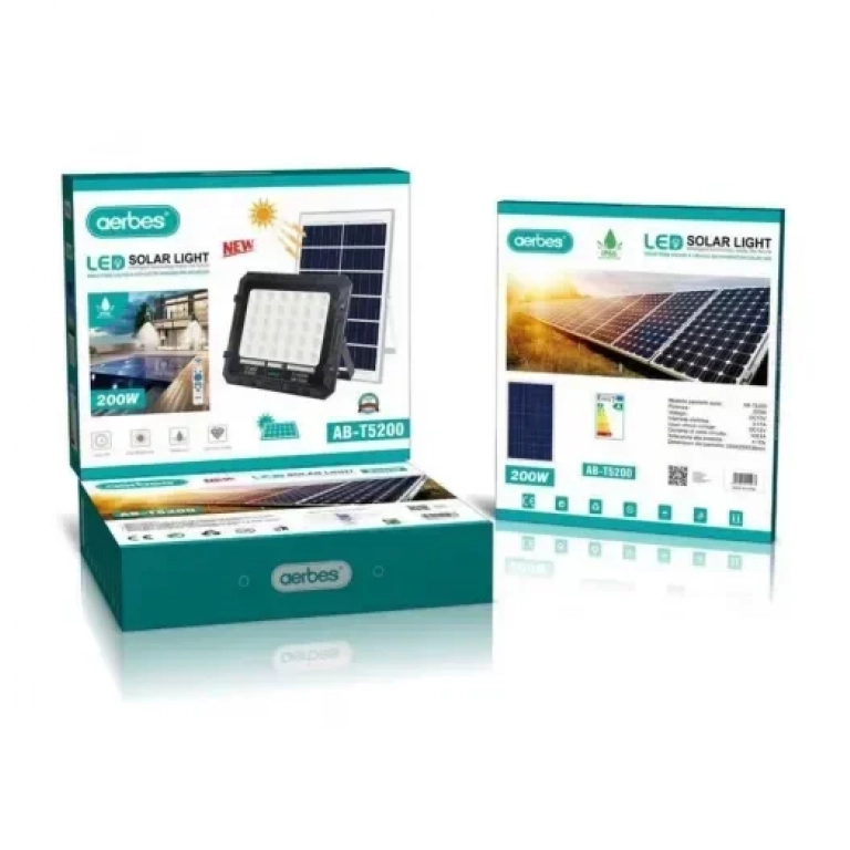 Ηλιακός προβολέας 200W LED με χρονοδιακόπτη και τηλεχειριστήριο Aerbes AB-T5200