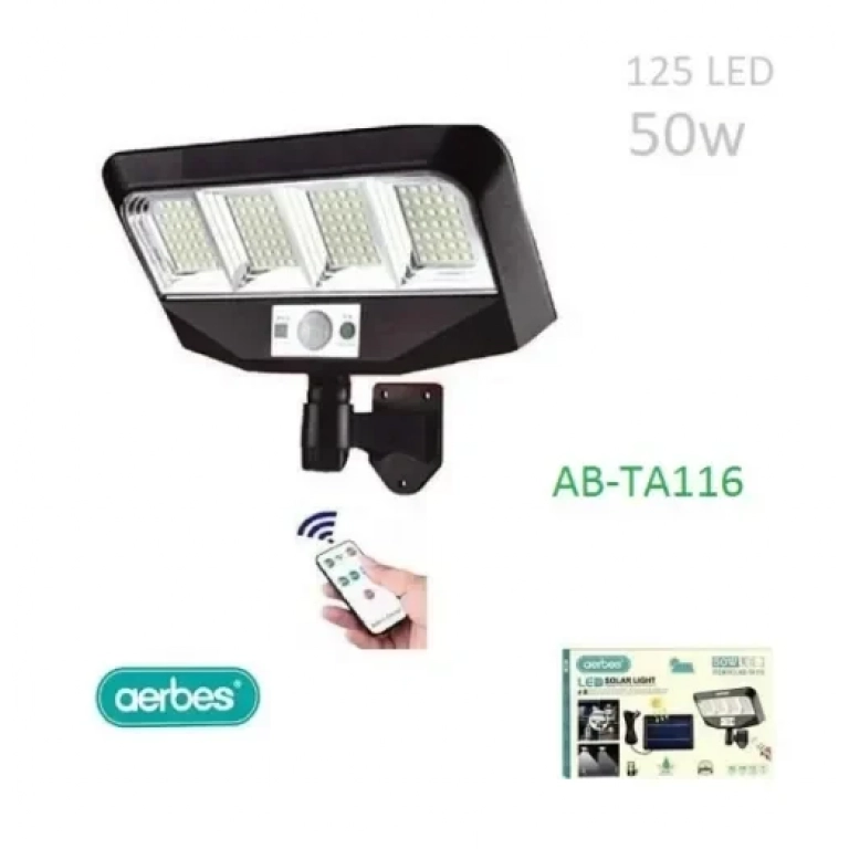 Ηλιακός προβολέας 50W LED με αισθητήρα και τηλεχειριστήριο Aerbes AB-TA116