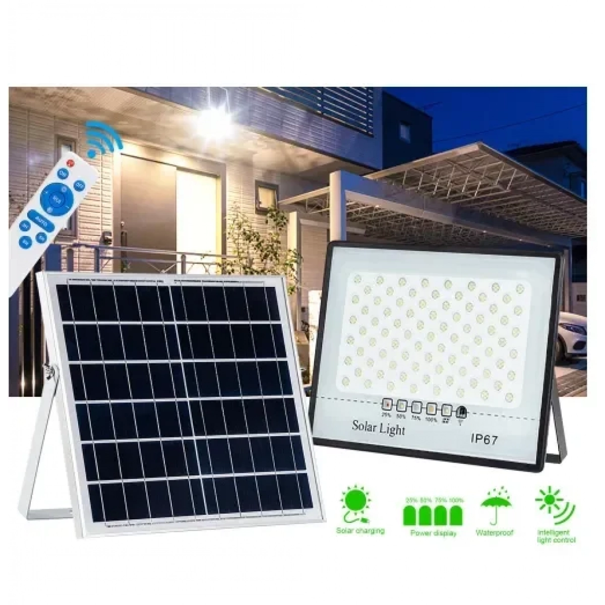 Ηλιακός προβολέας εξωτερικού χώρου 400W IP67 με τηλεχειριστήριο