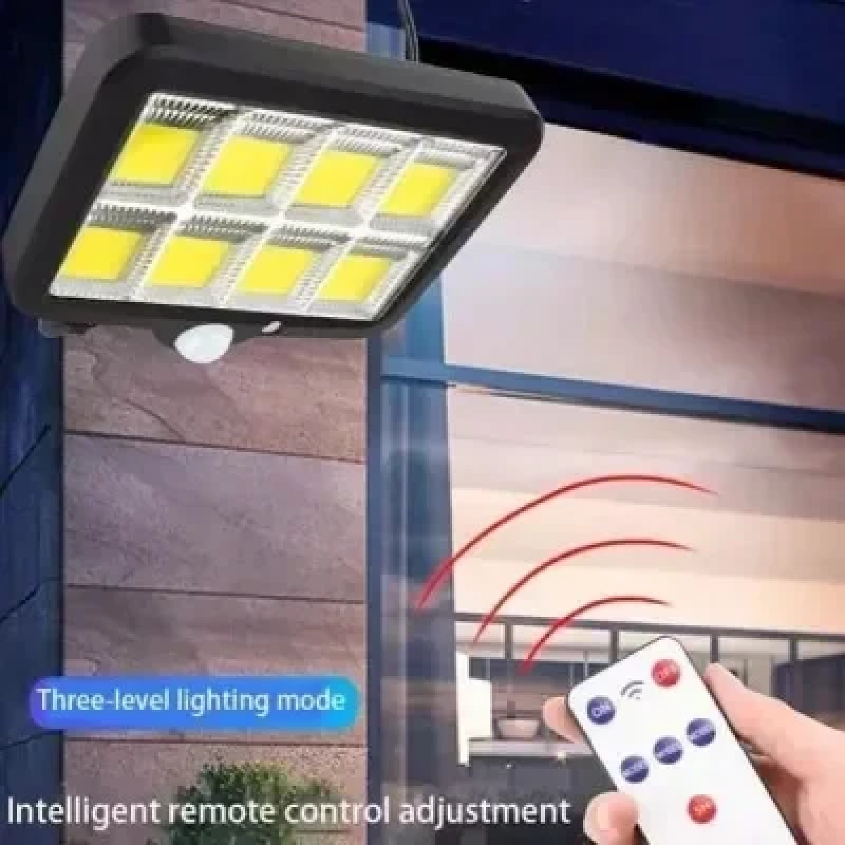 Ηλιακό φωτιστικό 140 LED με ανιχνευτή κίνησης & τηλεχειριστήριο YT-140 μαύρο