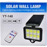 Ηλιακό φωτιστικό 140 LED με ανιχνευτή κίνησης & τηλεχειριστήριο YT-140 μαύρο